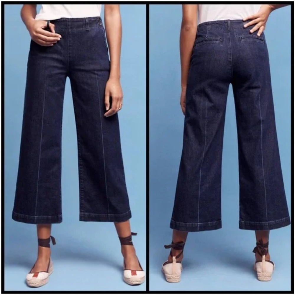 Women's Wide-Leg Dark Blue Jeans